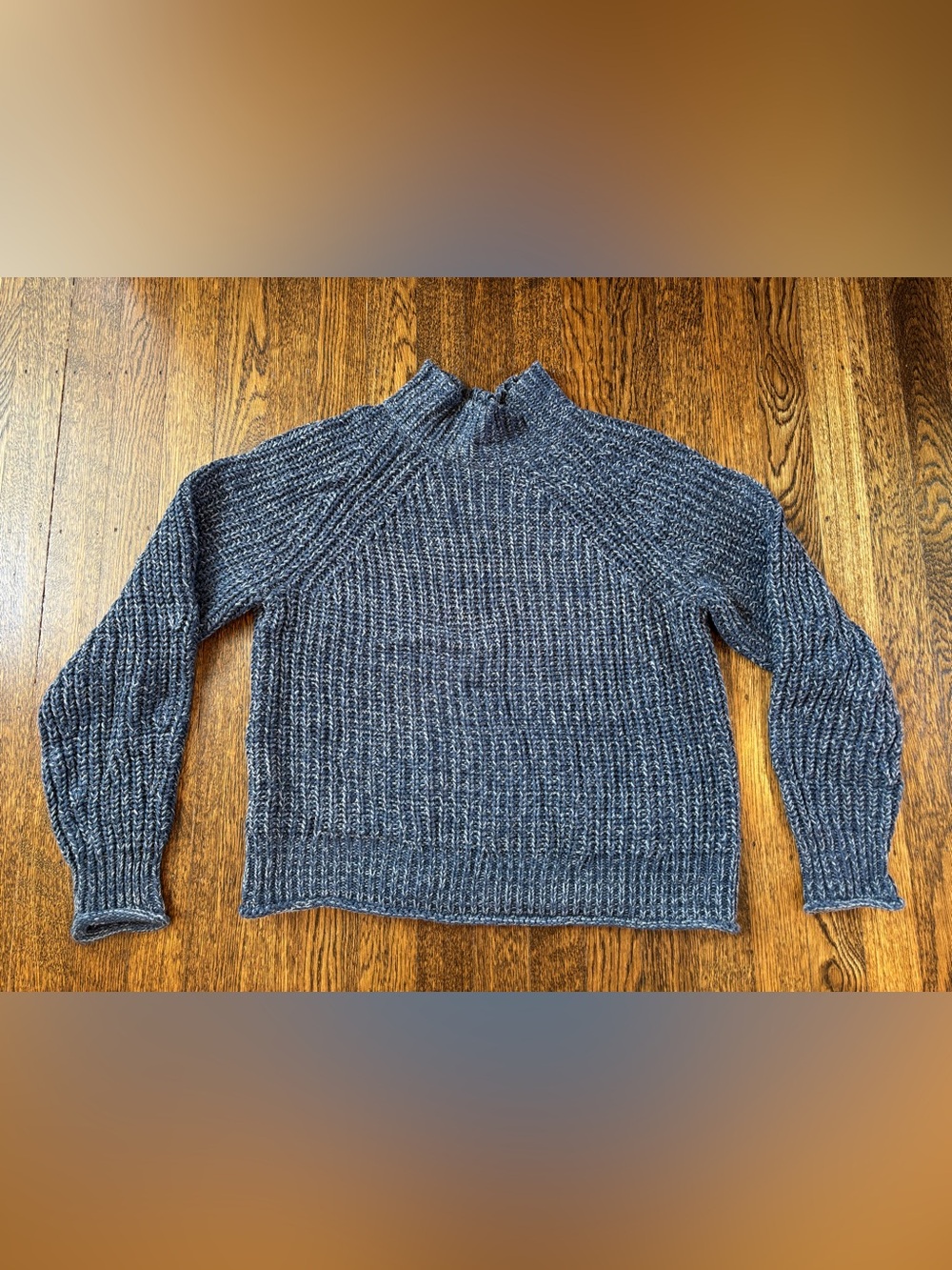 Madewell Blue Heather Ribbed Mock Neck Sweater